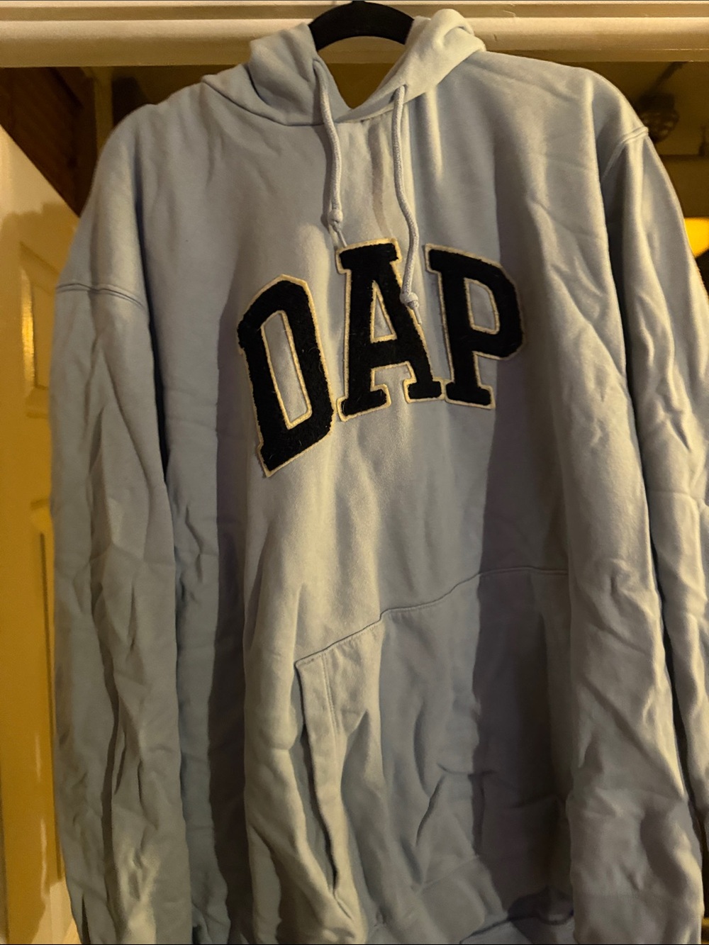 GAP Light Blue Hooded Sweatshirt with Black Appliqué Logo